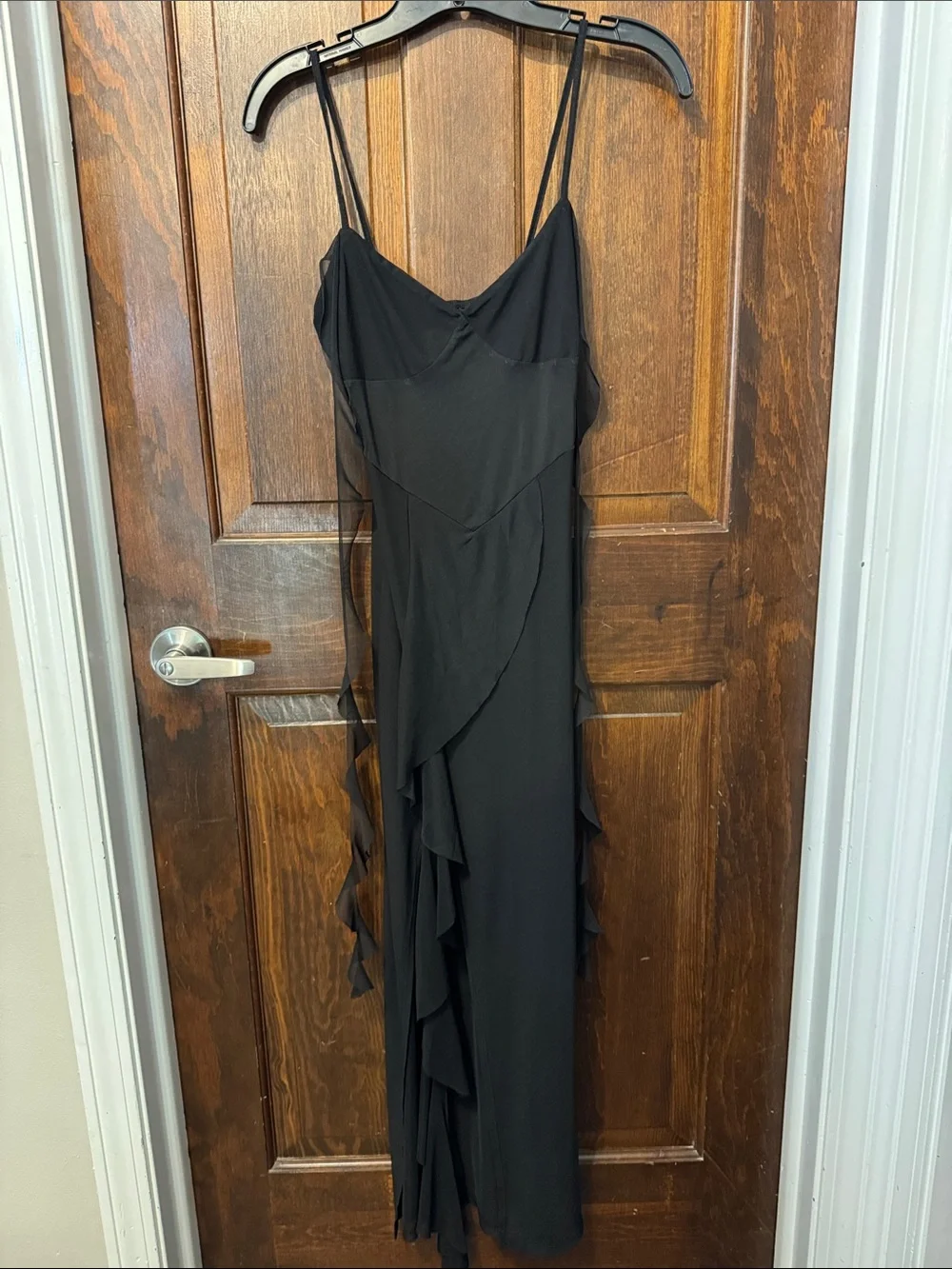 **Bundle**Elegant Lingerie Gown Black Ruffle with Spaghetti Straps NWOT Size S